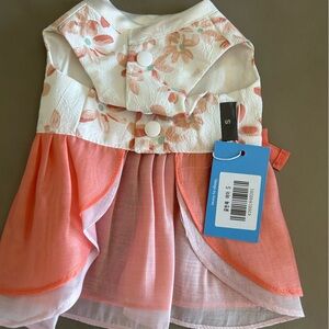 Elegant Floral Dog Dress in Coral and White